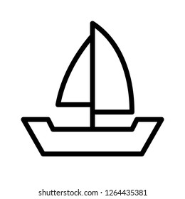 Sailboat vector, Watercraft line design icon editable outline