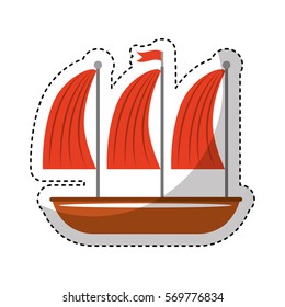 sailboat vehicle isolated icon vector illustration design