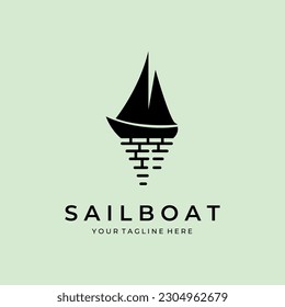 sailboat vintage retro minimalist logo vector illustration design