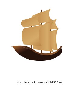 sailboat vintage Ship illustration isolated on white