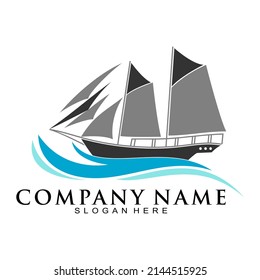 Sailboat and wave vector logo