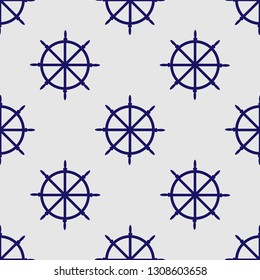 Sailboat wheel seamless pattern vector illustration