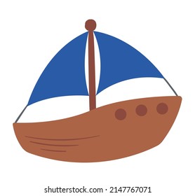 sailboat wooden vehicle isolated icon