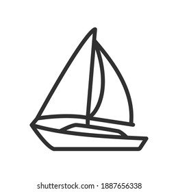 Sailboat, yacht, boat, linear icon. Line with editable stroke