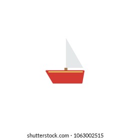 Sailboat, yacht, ship flat vector stock icon isolated on a white background.