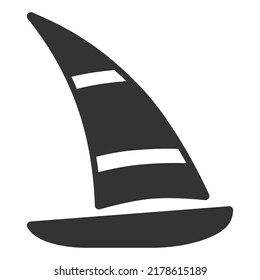 Sailboat, yacht with triangular sail - vector sign, web icon, illustration on white background, glyph style