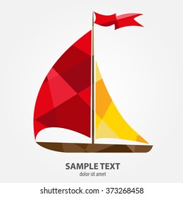 Sailboat with yellow and red sails in the polygonal style.