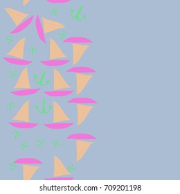 Sailboat,anchor  seamless   pattern. Hand drawn.