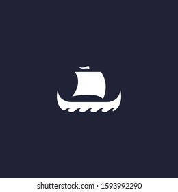 sailboats hit by waves in the sean logo icon sign. Vector illustration