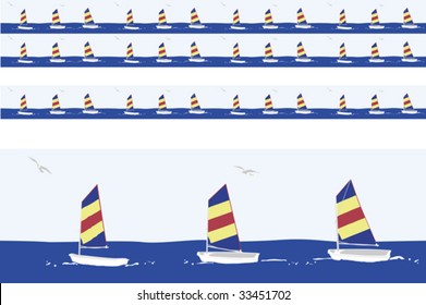 sailboats  motif  including  linear seamless version