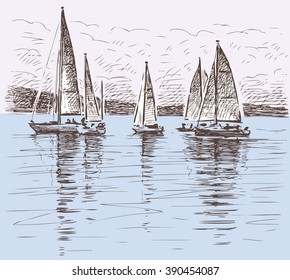 sailboats on a lake