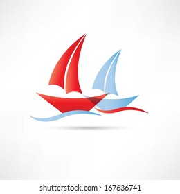 sailboats in the sea icon