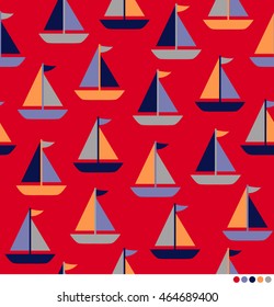 Sailboats seamless pattern background