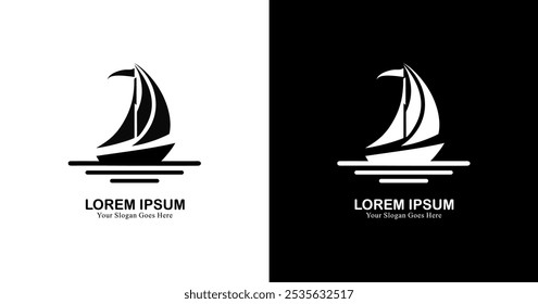 Sailboat-shaped logo design in a modern style