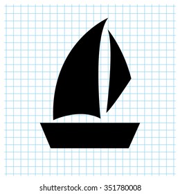 Sailfish boat - black vector icon