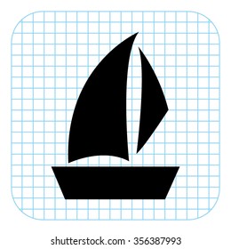Sailfish boat - black  vector icon