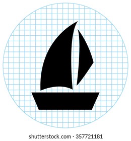 Sailfish boat  - black vector icon