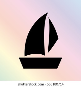 Sailfish boat  - black vector icon