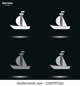 Sailfish boat flat grayscale vector icon.