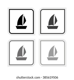 Sailfish boat  - grayscale vector icon
