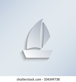 Sailfish boat - paper vector icon