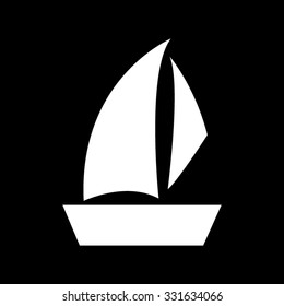 Sailfish boat - white vector icon