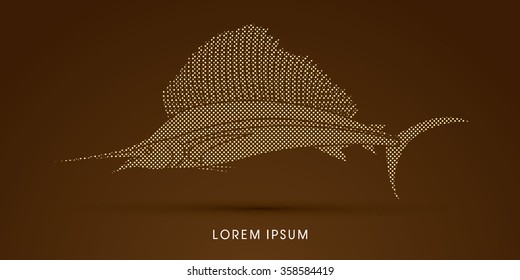 Sailfish, designed using dot and square pattern graphic vector.