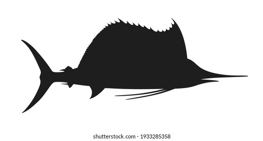 Sailfish graphic icon. Marlin sea fish sign isolated on white background. Symbol swordfish. Vector illustration