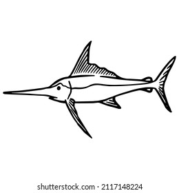 Sailfish Icon. Hand Drawn Vector Illustration.