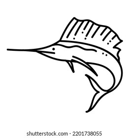 Sailfish Icon. Hand Drawn Vector Illustration.