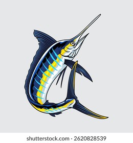 Sailfish isolated cartoon illustration with light background