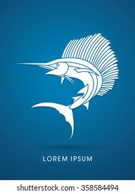 Sailfish Jumping Graphic Vector.