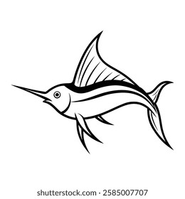 sailfish of a line art vector