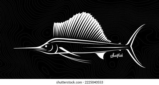 Sailfish logo Illustration. unique and fresh black sailfish lineart. Great to use as your sailfish fishing activity. 