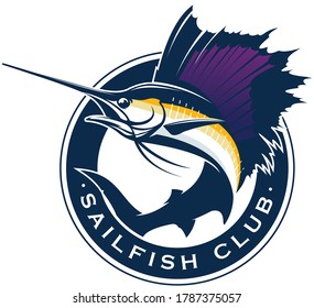Sailfish Logo Template. Great Sailfish jumping out of the water. create for sailfish fishing activity. 
