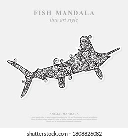 Sailfish Mandala Vector Line Art Style