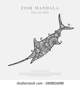 Sailfish Mandala Vector Line Art Style