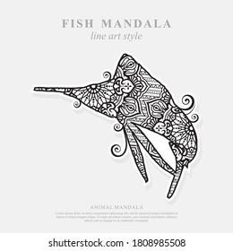 Sailfish Mandala Vector Line Art Style