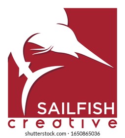 Sailfish Marlin fish jump logo abstract - vector illustration.
