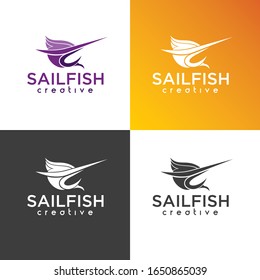 Sailfish Marlin Fish Jump Logo Abstract - Vector Illustration.