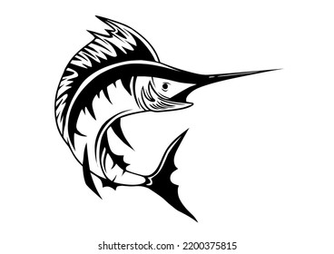 Sailfish Silhouette, Isolated on white