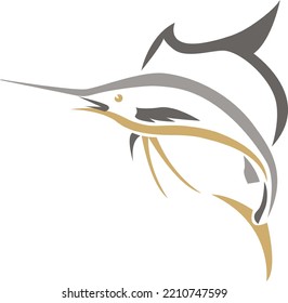 Sailfish Silhouette Isolated Vector Illustration For Logo Or Icon