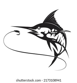 Sailfish Silhouette vector Isolated on white backgroud.