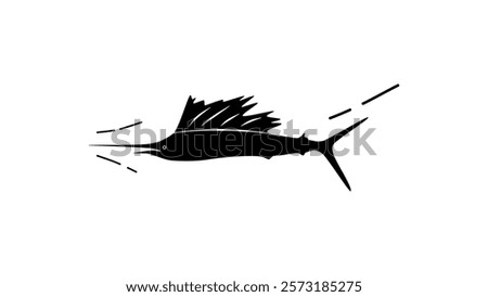 Sailfish symbol, black isolated silhouette