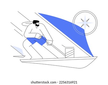 Vela de ilustración vectorial de concepto abstracto. Vela, deportes náuticos, club náutico, aventura de verano, viaje romántico, competición ganadora, isla marina, navegación oceánica, metáfora abstracta del transporte.