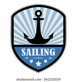Sailing anchor emblem isolated on white background