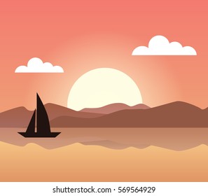 Sailing. Beautiful nature. Sunset