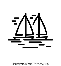 Sailing black line icon. Water activity. Pictogram for web page.