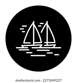 Sailing black line icon. Water activity. Pictogram for web page.