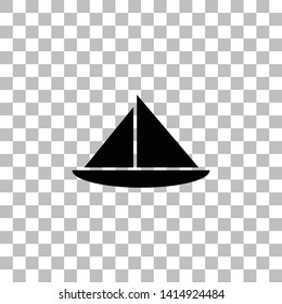 Sailing boat. Black flat icon on a transparent background. Pictogram for your project